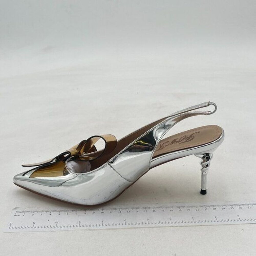 FOWT Women Pointed Toe Slingback Slip on Dress Pumps Stiletto Mid Heels Evening